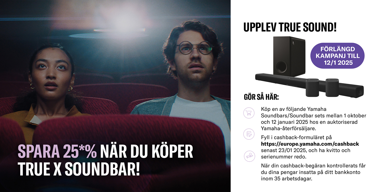 Spar 25%* når du kjøper Yamaha True X Soundbar!